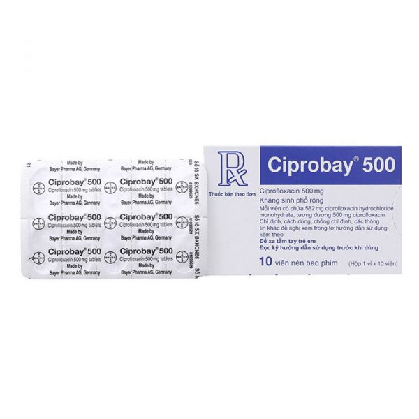 Thuốc kháng sinh Bayer Ciprobay 500mg 10 viên