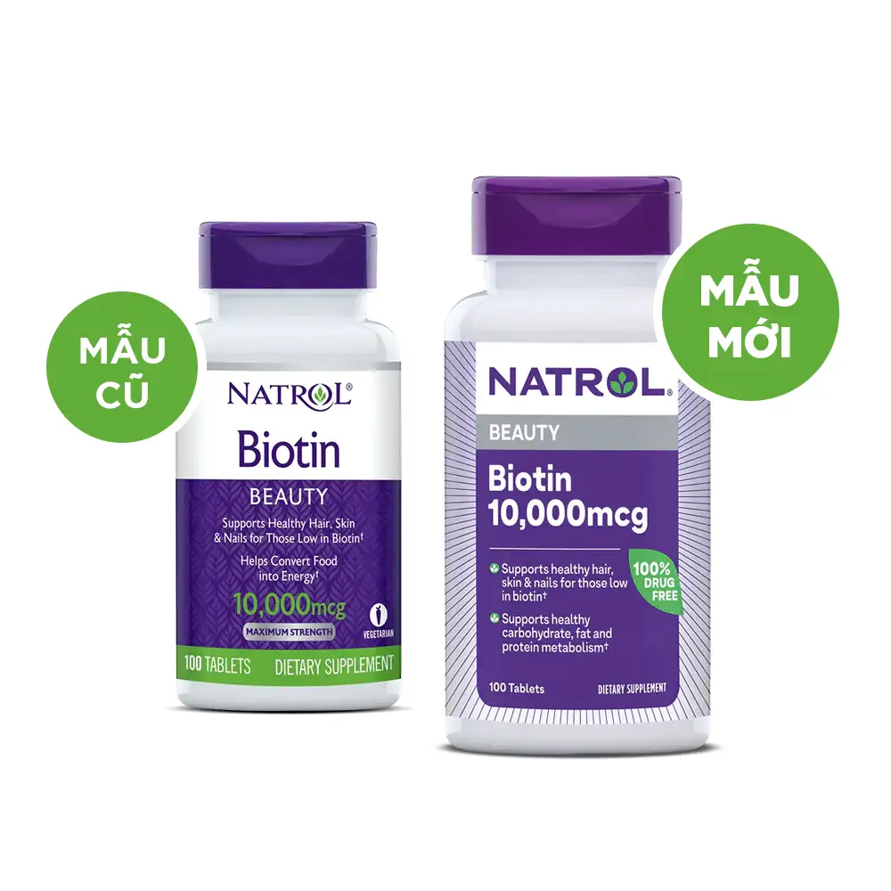 Natrol Biotin 10000mcg 100 viên – Viên uống đẹp da tóc móng - Parapharmacy