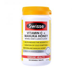 Viên nhai tăng sức đề kháng Swisse Vitamin C + Manuka Honey Hộp 120 viên