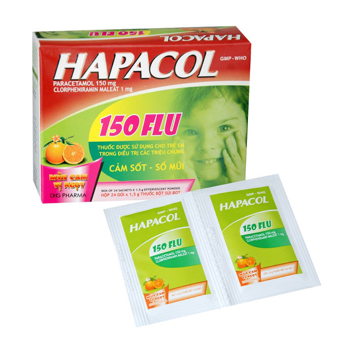 Hapacol 150 Flu DHG  24 gói - Thuốc giảm đau - hạ sốt
