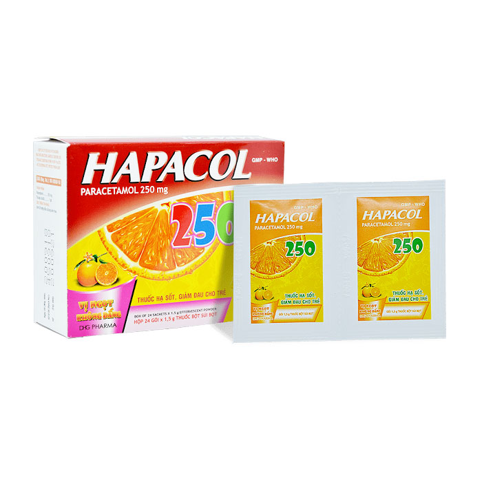 Hapacol 250 DHG 24 gói - Thuốc Giảm đau – hạ sốt