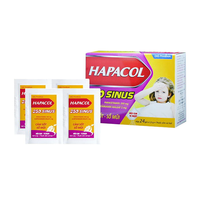 Hapacol 250 Sinus DHG 24 gói - Thuốc giảm đau – hạ sốt