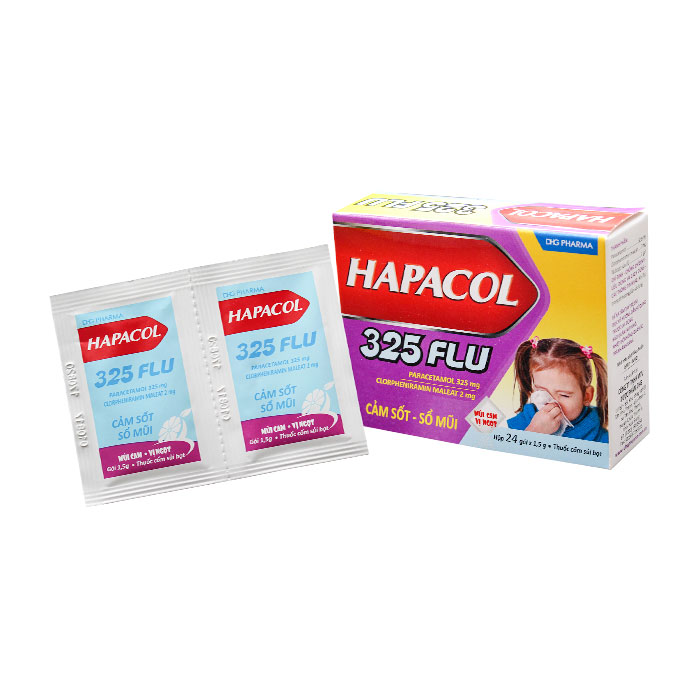 Hapacol 325 Flu DHG 24 gói - Thuốc cảm đau – hạ sốt