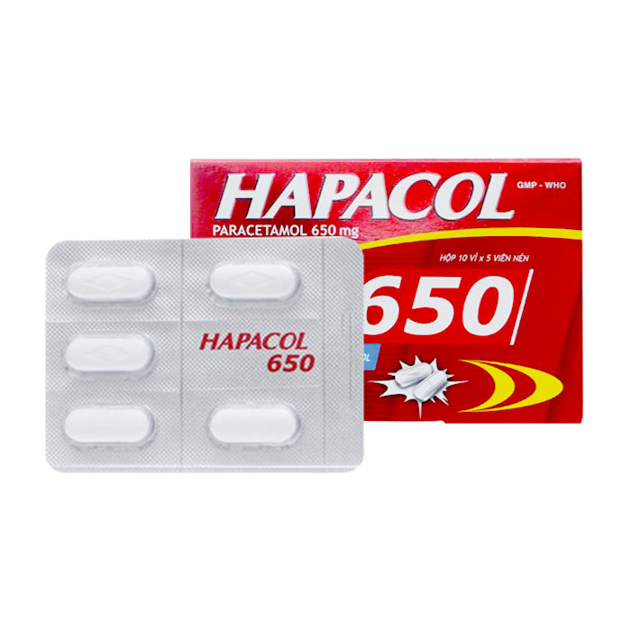 Hapacol 650 DHG 50 viên - Thuốc giảm đau - hạ sốt