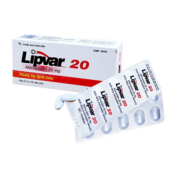 Thuốc hạ lipid máu DHG Lipvar 20 30 viên