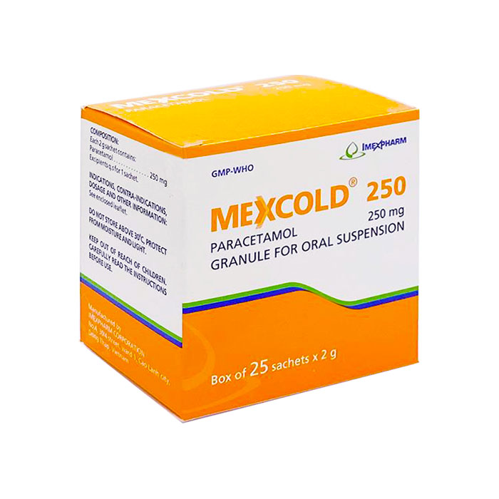 Thuốc giảm đau - hạ sốt IMP Mexcold 250 25 gói