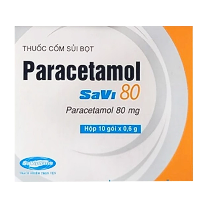 Thuốc giảm đau – hạ sốt Paracetamol Savi 80 10 gói