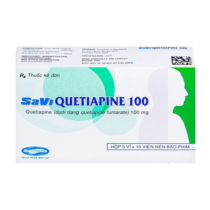 Savi Quetiapine 100mg Savipharm 3 vỉ x 10 viên