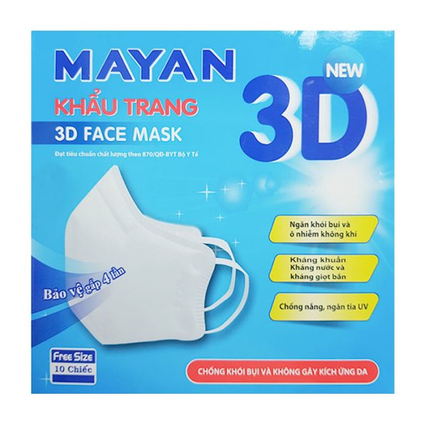 Khẩu trang Mayan 3D Face Mask 10 chiếc - Khẩu trang người lớn