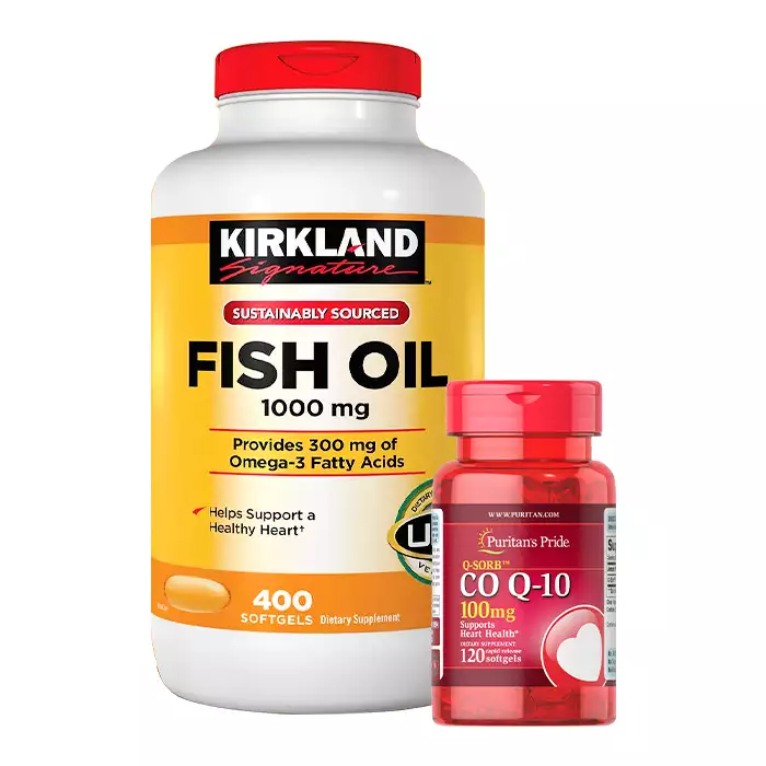 Combo Kirkland Fish Oil 1000mg 400 viên & Puritan's Pride Co Q10 100mg 120 viên