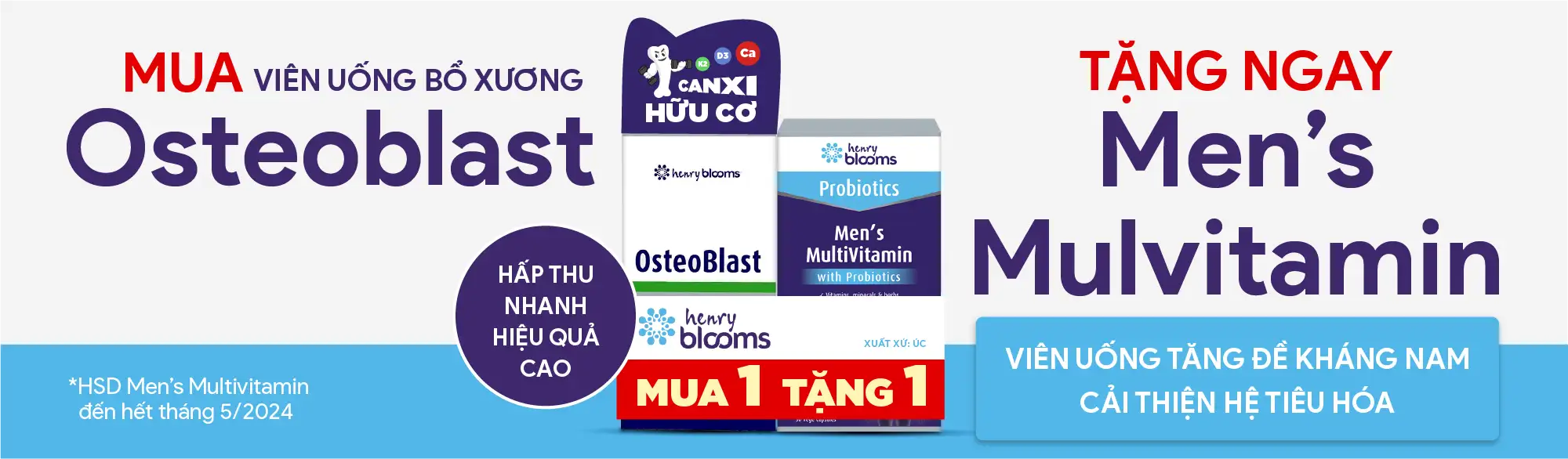 osteoblast khuyến mãi tặng ngay Men's Multivitamin with Probiotics